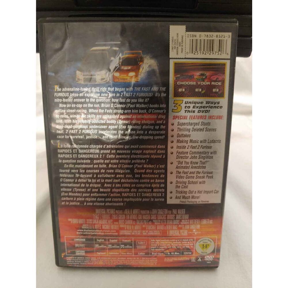 2 Fast 2 Furious (DVD, 2003, Widescreen). - Picture 2 of 3